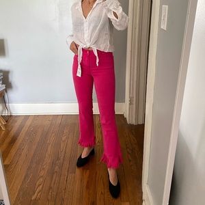 ZARA pink flared cropped jeans New with tags